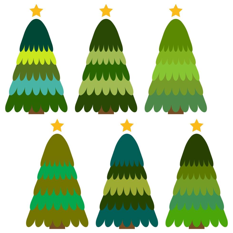 Set of Christmas trees. Isolated vector illustration for Merry Christmas and Happy New Year.