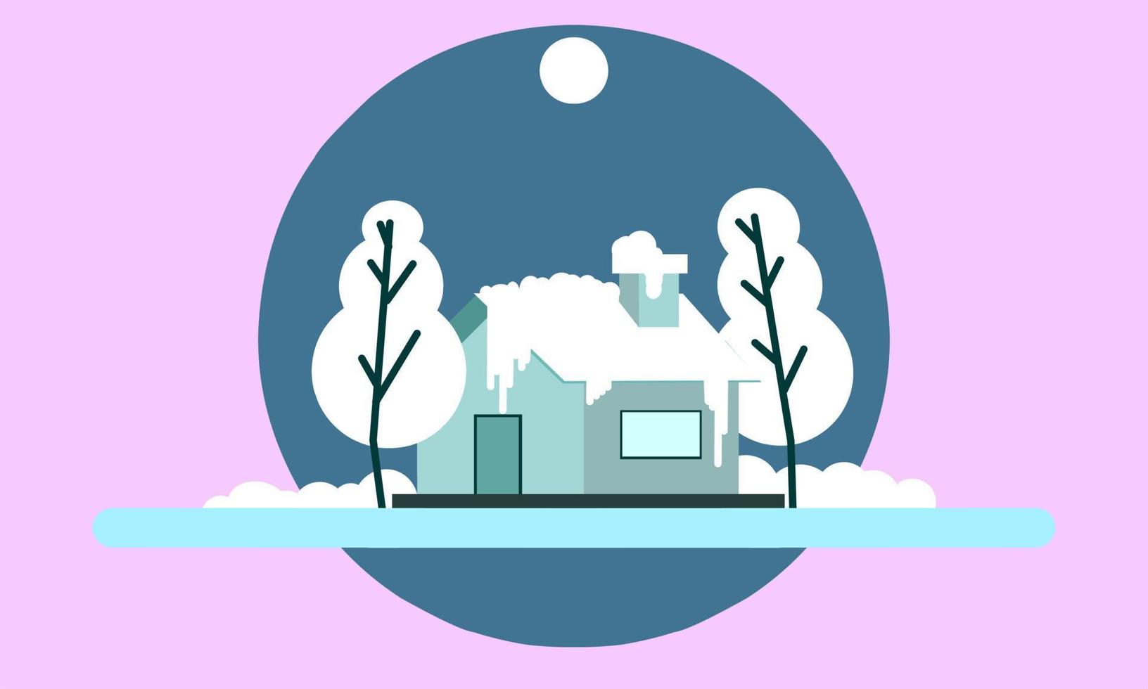 Winter illustration design, simple landscape illustration with elegance concept vector