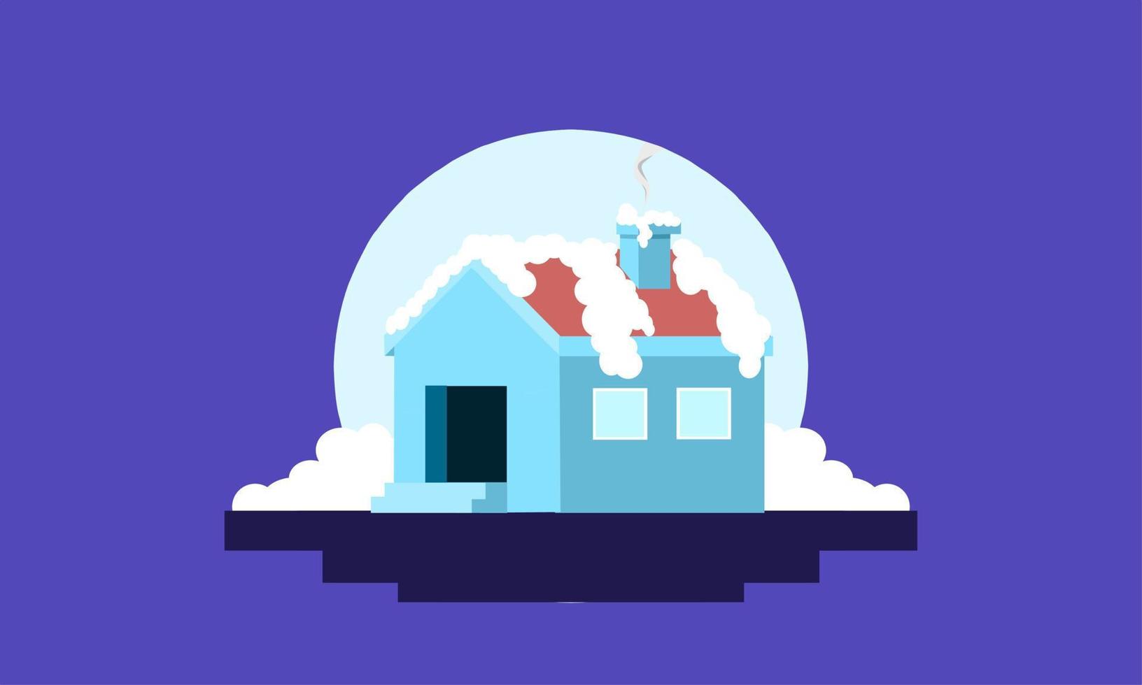 Winter illustration design, view of the house in winter, winter landscape illustration vector