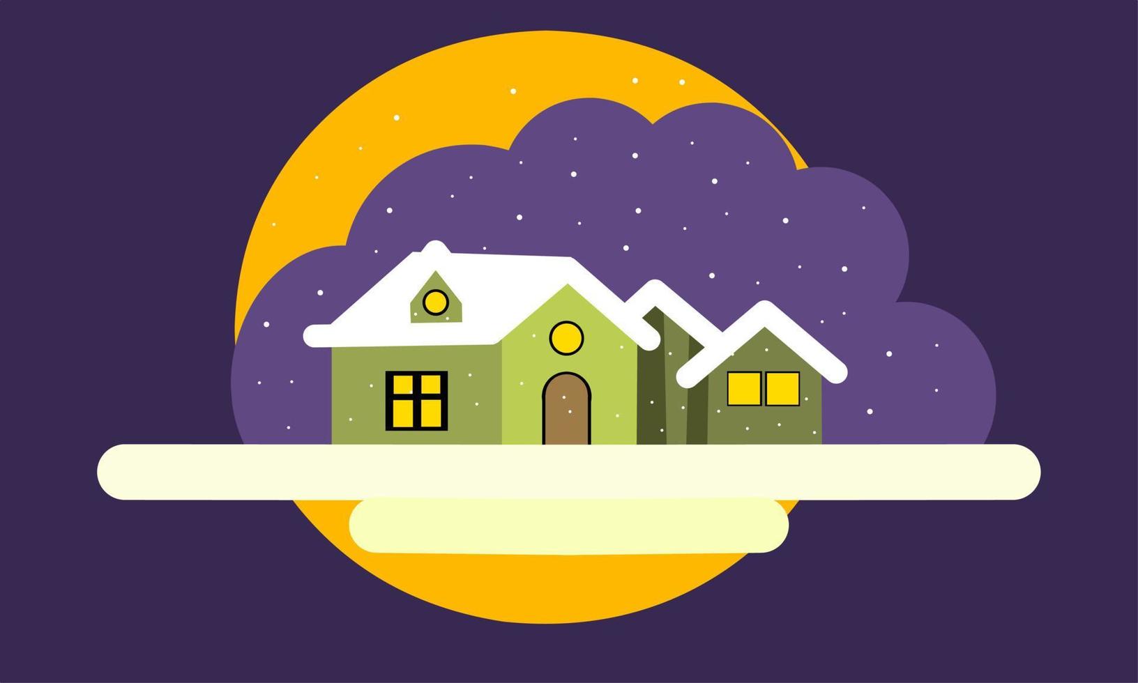 Winter illustration design, view of the house in winter, winter landscape illustration vector