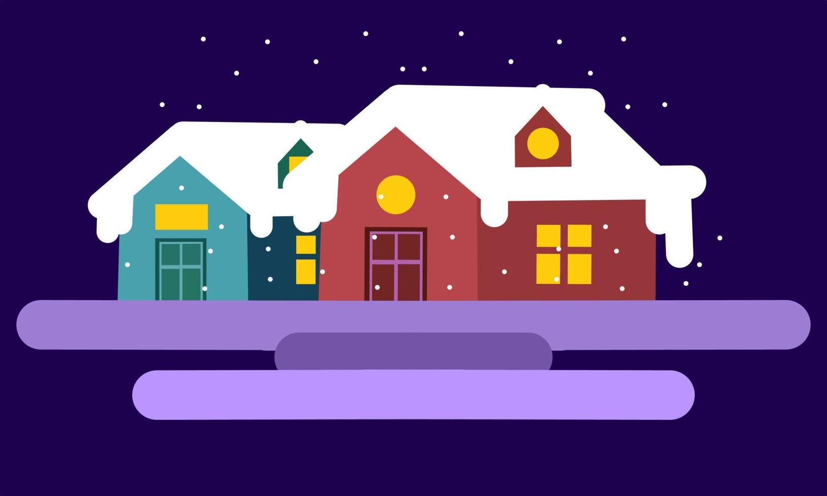 Winter illustration design, view of the house in winter, winter landscape illustration vector