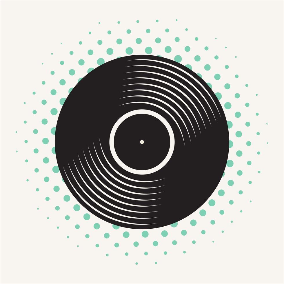 Black vinyl record disc flat concept vector illustration
