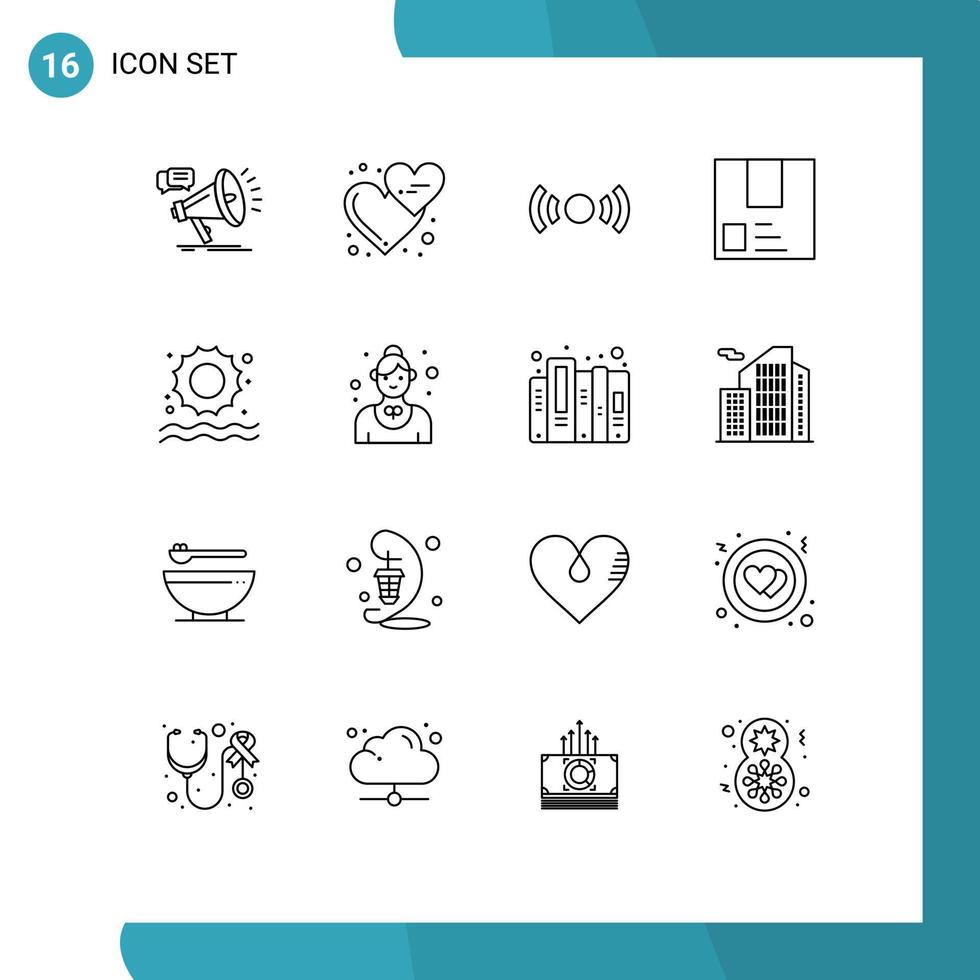 Pack of 16 creative Outlines of commerce deliver love ux signal Editable Vector Design Elements