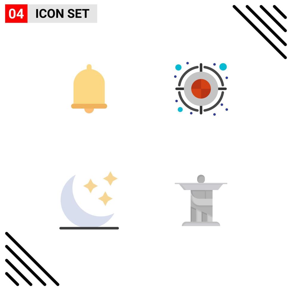 Pack of 4 Modern Flat Icons Signs and Symbols for Web Print Media such as alert nature sound dart weather Editable Vector Design Elements