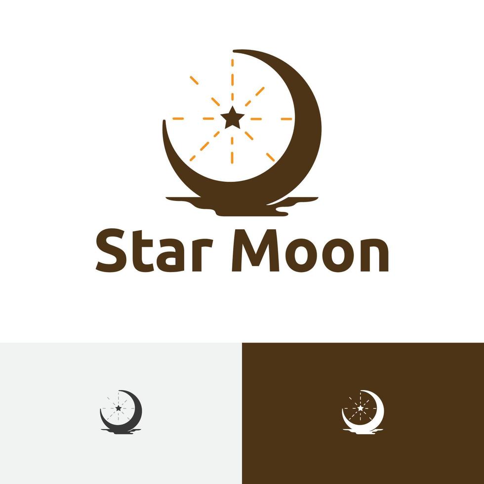 Star Moon Crescent Night Sky Vintage Retro Logo vector