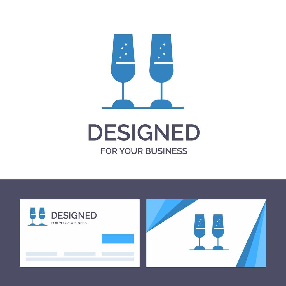 tarjeta de visita creativa y plantilla de logotipo celebración copas de champán vítores tostado ilustración vectorial vector