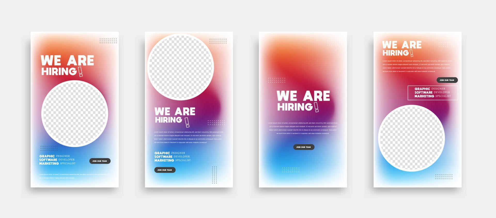 We are hiring set of social media post banner template background vector