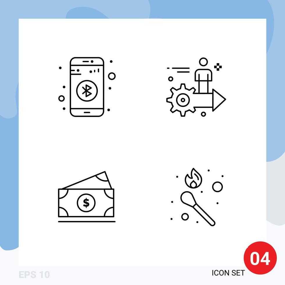 4 User Interface Line Pack of modern Signs and Symbols of bluetooth dollar sign arrow amearican Editable Vector Design Elements