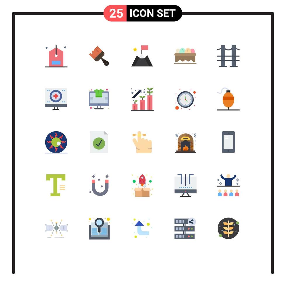 conjunto de 25 iconos modernos de la interfaz de usuario símbolos signos para el viaje pintura de huevo trofeo de pascua elementos de diseño vectorial editables vector