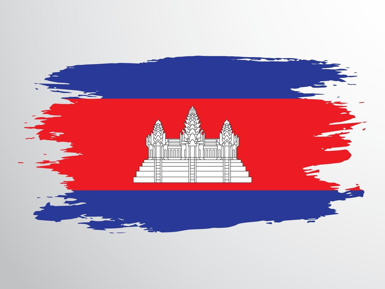 bandera nacional de camboya pintada con un pincel vector