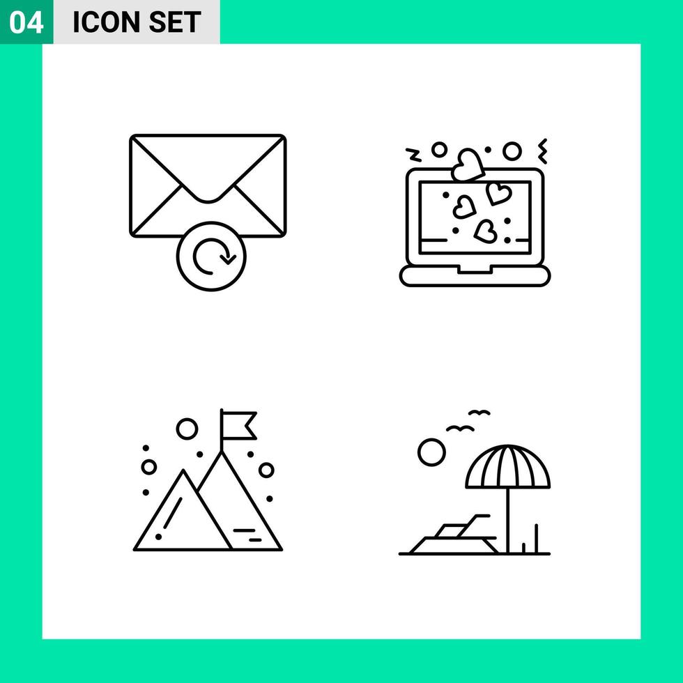 Pack of 4 Line Style Icon Set. Outline Symbols for print. Creative Signs Isolated on White Background. 4 Icon Set. vector