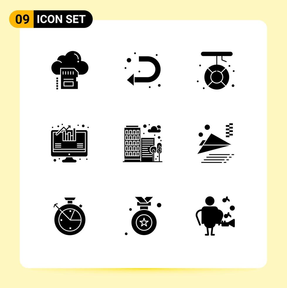 Stock Vector Icon Pack of 9 Line Signs and Symbols for building analytics left analysis melting Editable Vector Design Elements