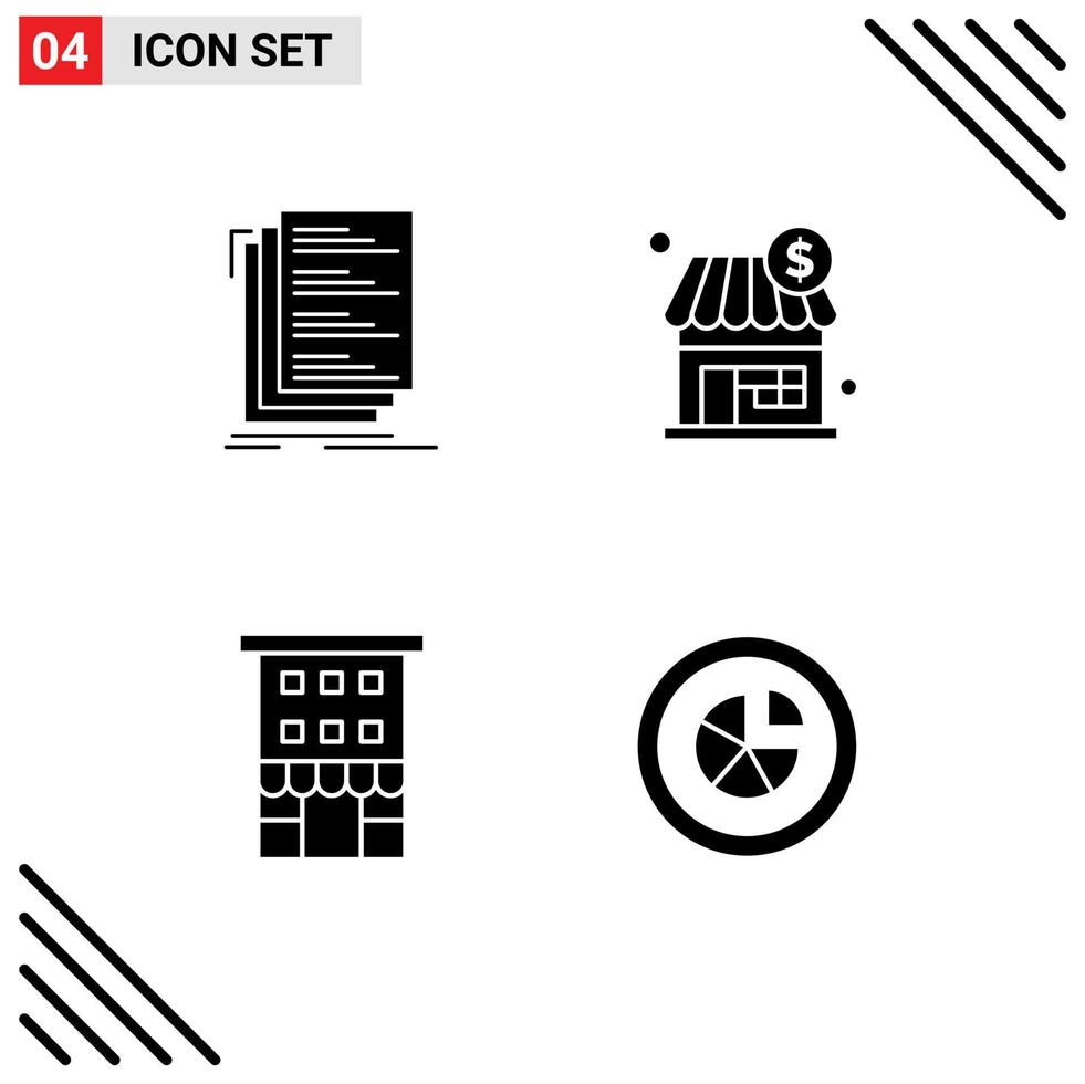 Set of Vector Solid Glyphs on Grid for code buildings files shopping retail Editable Vector Design Elements