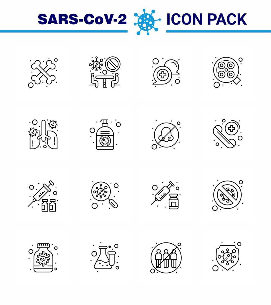 Coronavirus Awareness icon 16 Line icons icon included breath surgical communication surgery light viral coronavirus 2019nov disease Vector Design Elements