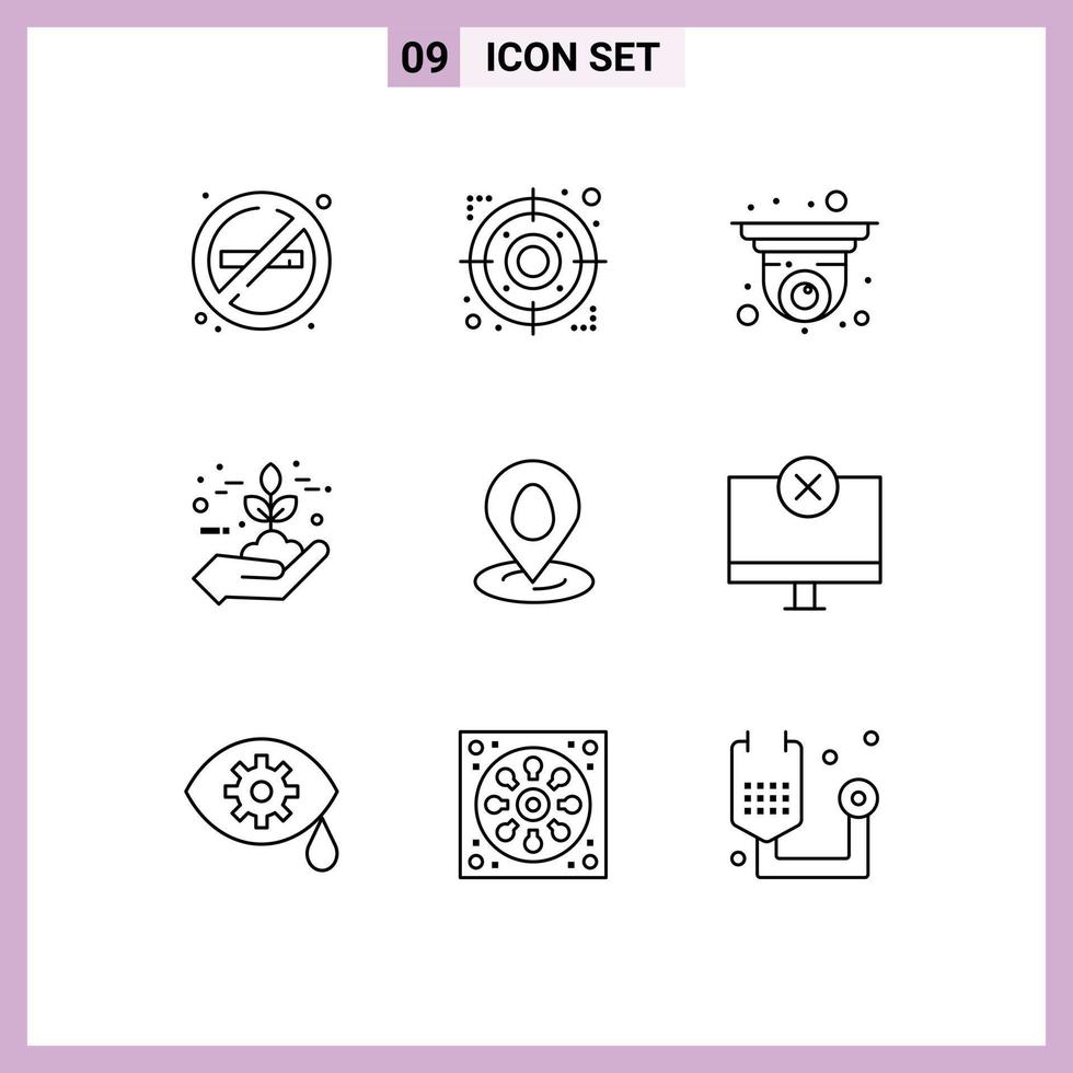 Outline Pack of 9 Universal Symbols of location green camera eco protection Editable Vector Design Elements