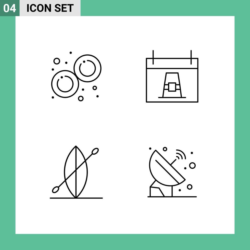 4 Creative Icons Modern Signs and Symbols of biology beach mitosis dinner summer Editable Vector Design Elements