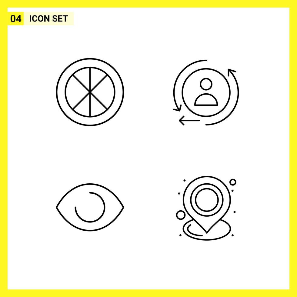 4 Icon Set. Simple Line Symbols. Outline Sign on White Background for