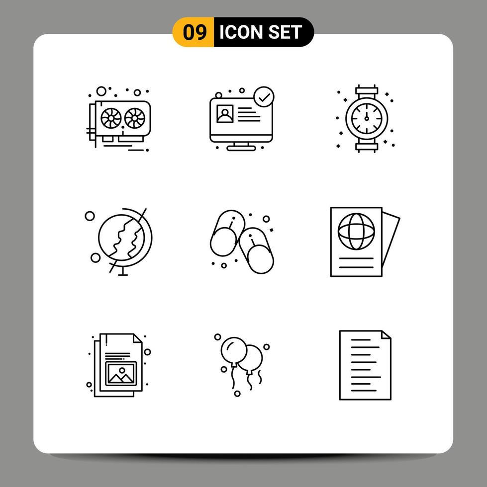 9 Universal Outlines Set for Web and Mobile Applications summer footwear mechanical flip flops education Editable Vector Design Elements