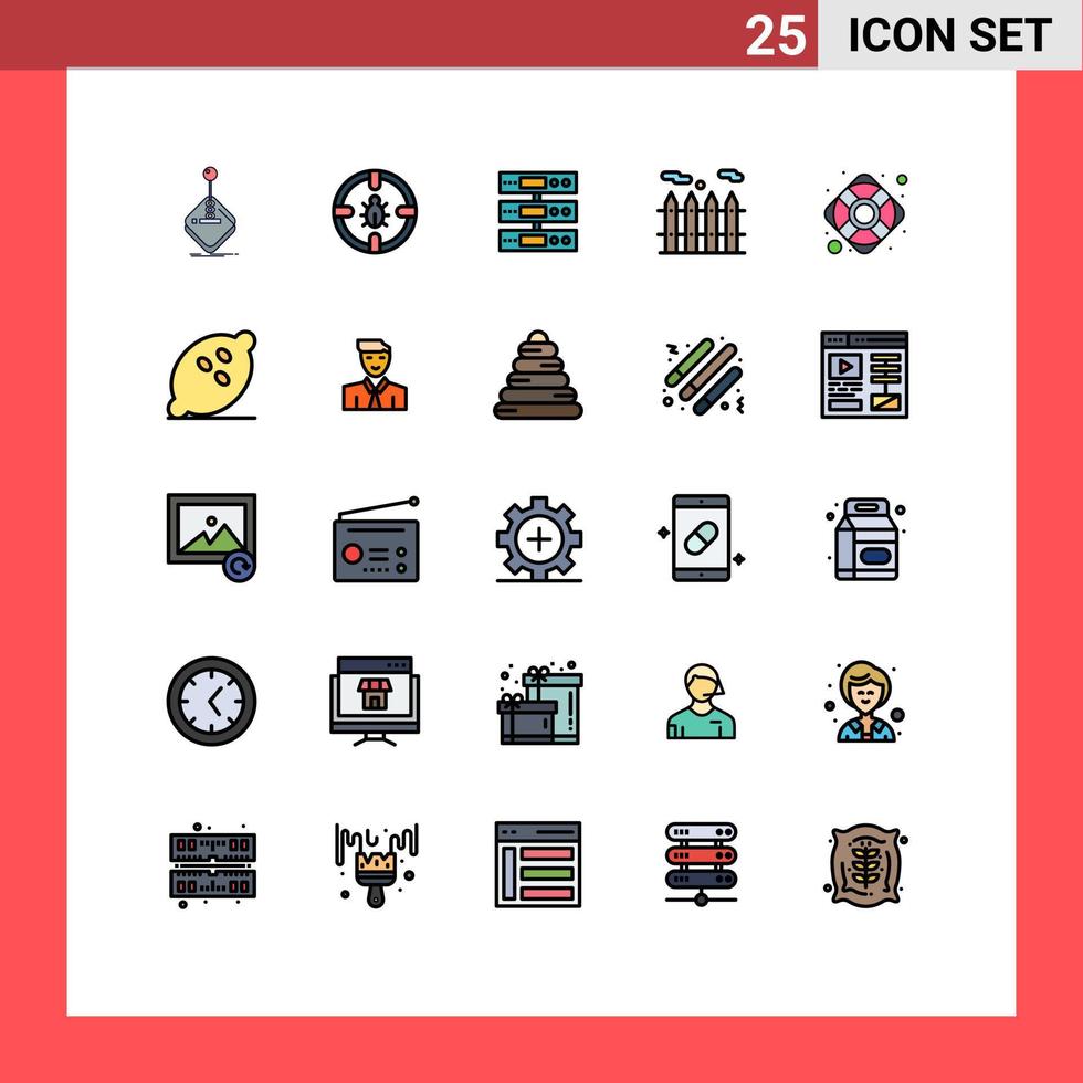 Universal Icon Symbols Group of 25 Modern Filled line Flat Colors of help heating protection files storage Editable Vector Design Elements