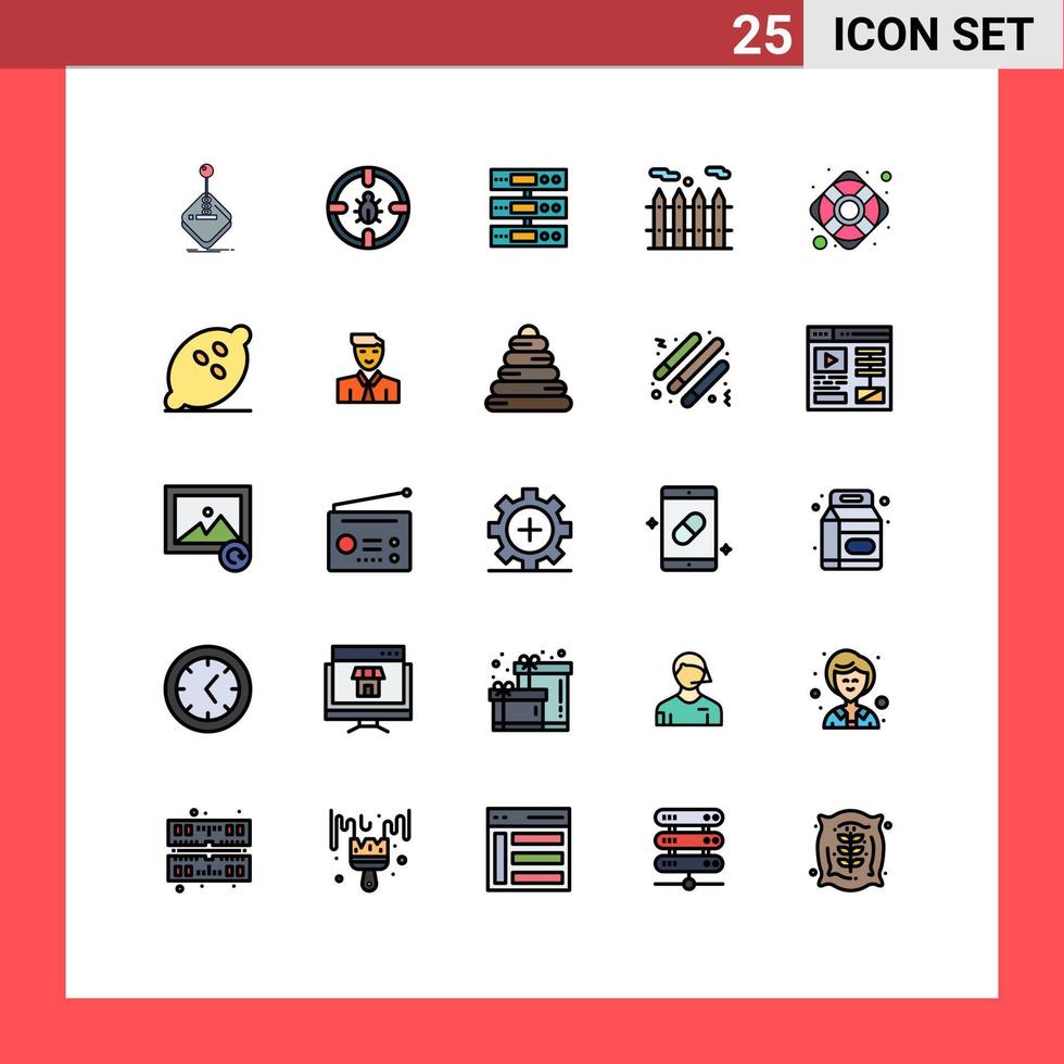 Universal Icon Symbols Group of 25 Modern Filled line Flat Colors of help heating protection files storage Editable Vector Design Elements