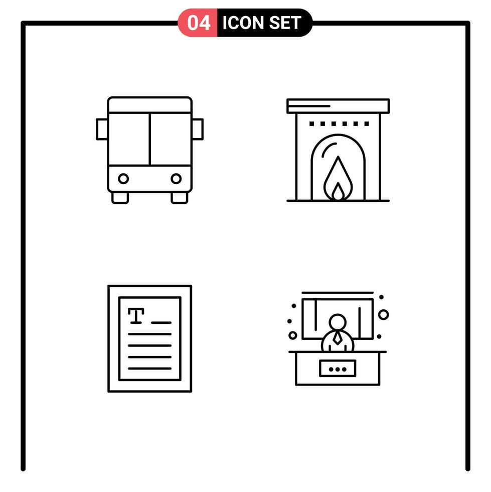 Set of 4 Modern UI Icons Symbols Signs for automobile reader vehicle travel presentation Editable Vector Design Elements