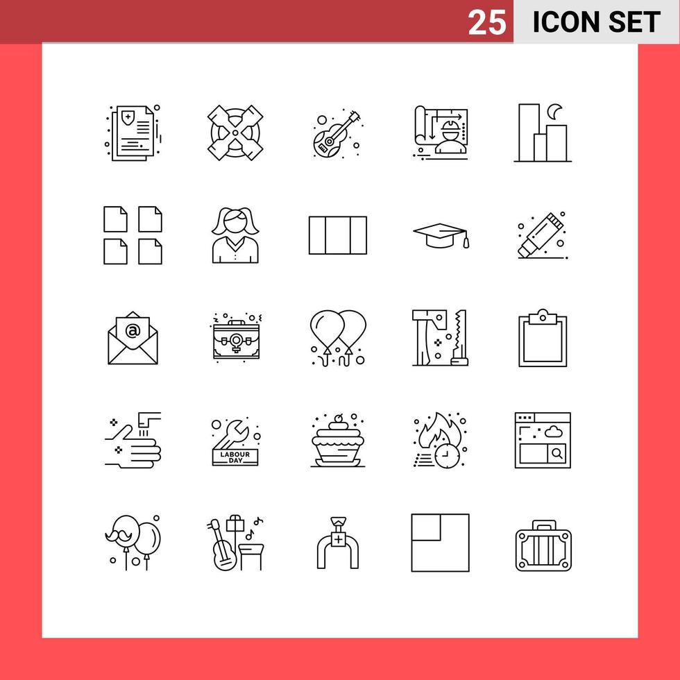 25 Universal Line Signs Symbols of landscape engineer instrument design architecture Editable Vector Design Elements