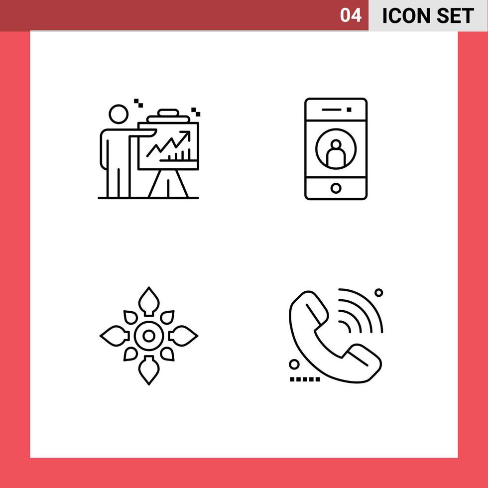 Group of 4 Filledline Flat Colors Signs and Symbols for arrow phone efforts friend decorate Editable Vector Design Elements