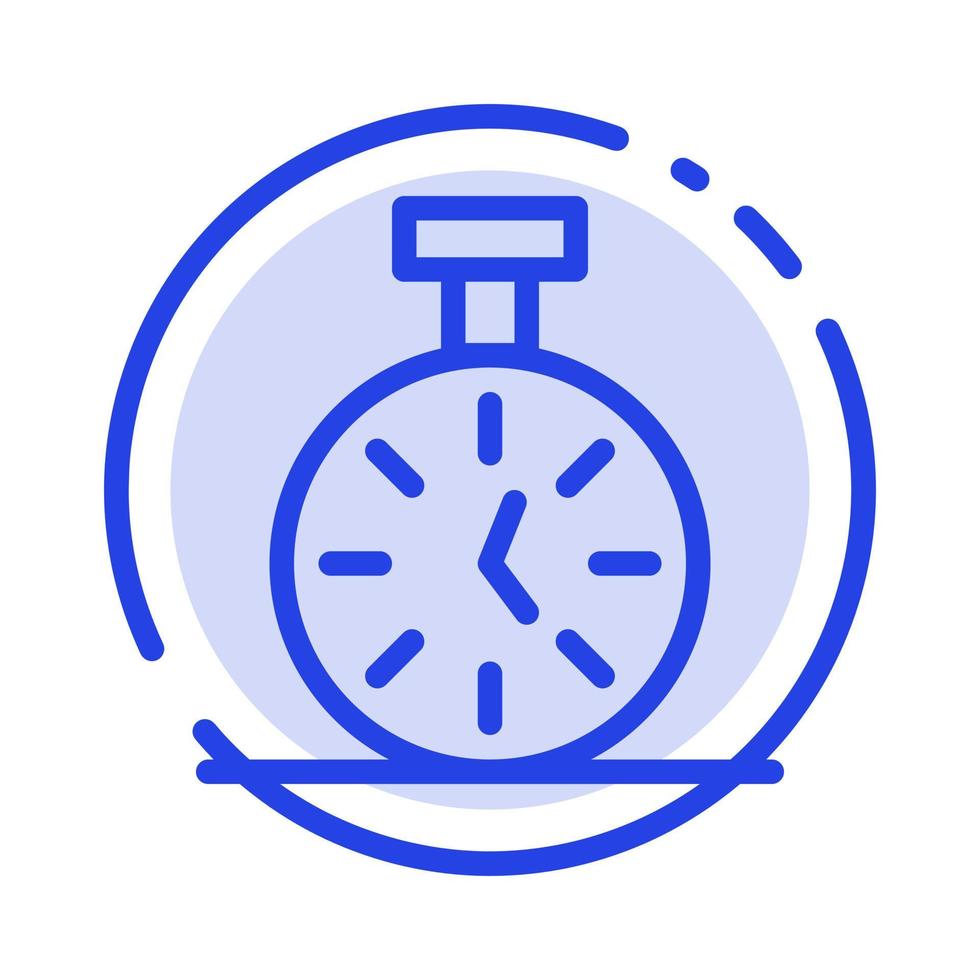 Stopwatch Time Timer Count Blue Dotted Line Line Icon vector