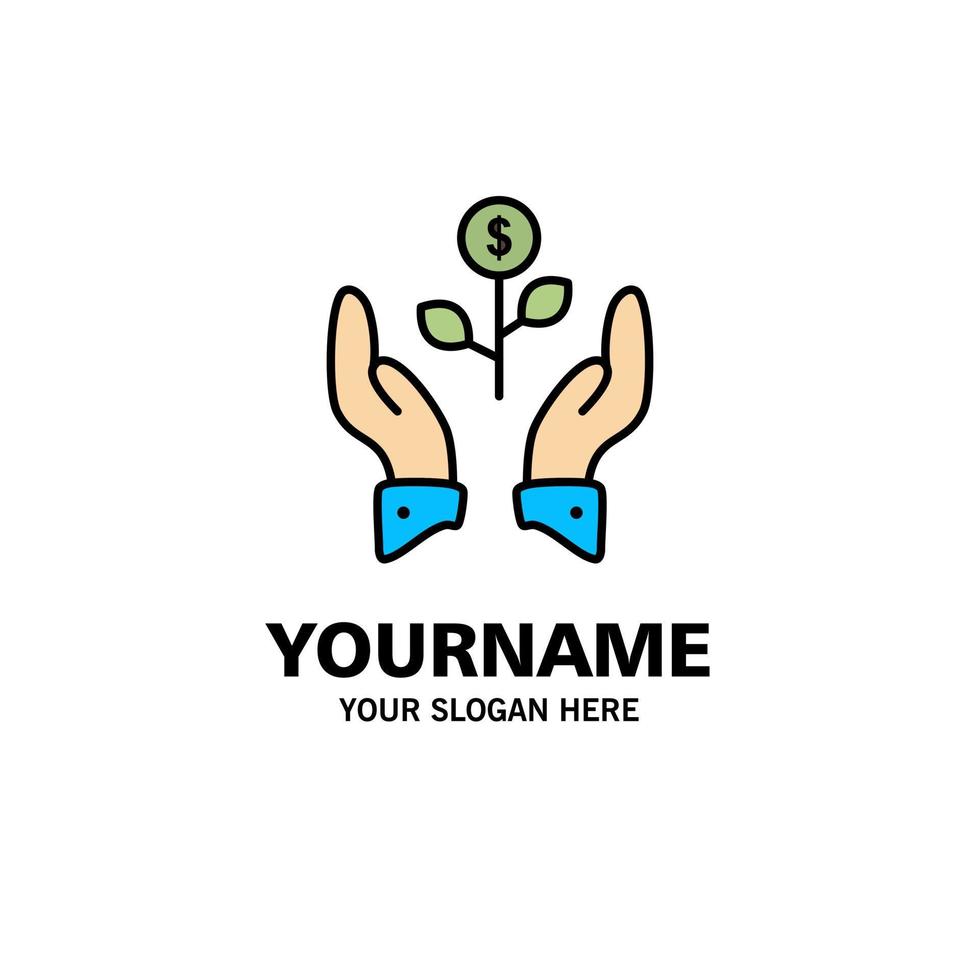 Growth Business Grow Growing Dollar Plant Raise Business Logo Template Flat Color vector