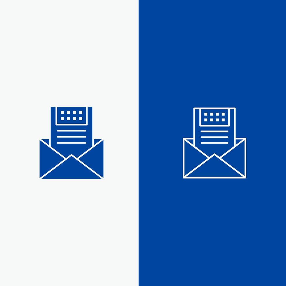 comunicación por correo electrónico correos electrónicos sobre carta correo mensaje línea y glifo icono sólido bandera azul línea y glifo icono sólido bandera azul vector