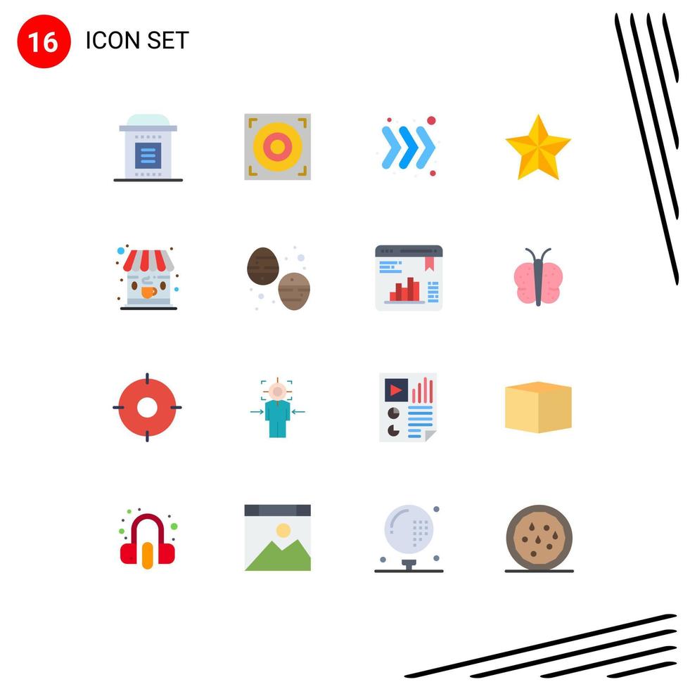 paquete de iconos de vectores de stock de 16 signos y símbolos de línea para el festival de estrellas de la flecha del café de la tienda paquete editable de elementos creativos de diseño de vectores