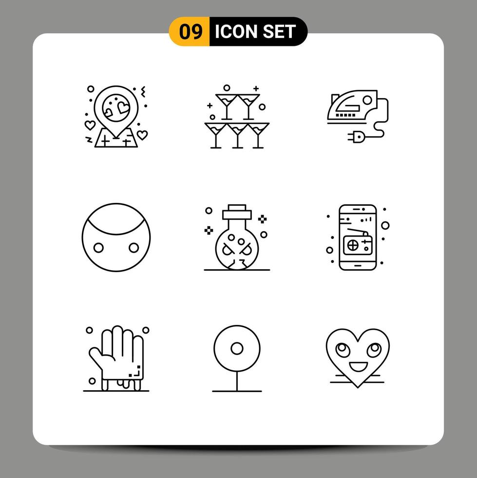 Outline Pack of 9 Universal Symbols of ritual knife home symbols sign Editable Vector Design Elements