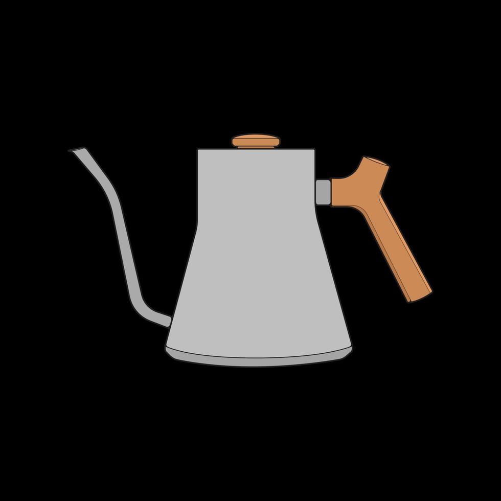 Kettle vector art. Teapot logo. Kettle with handle isolated on black background. Kettle in art style vector icon.