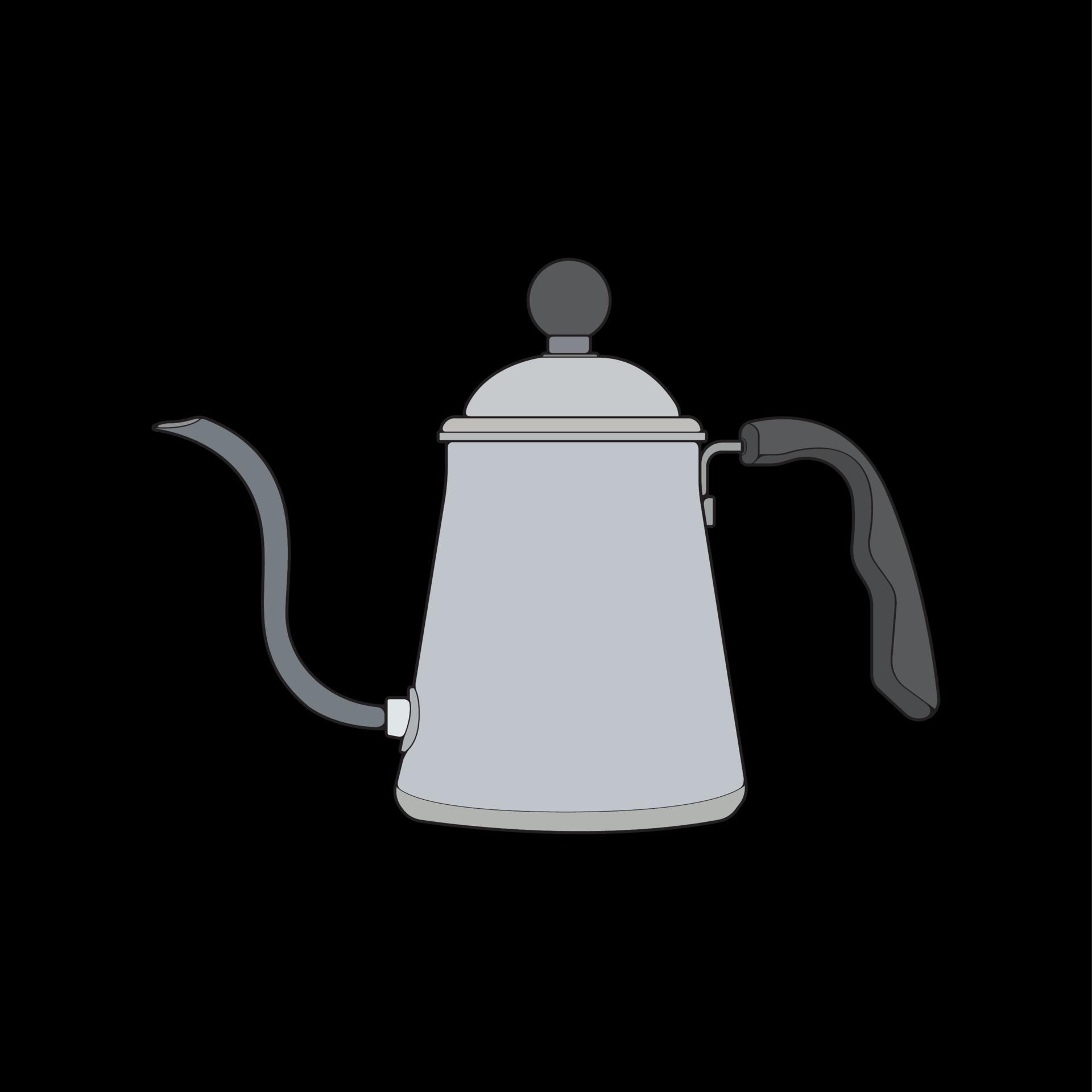 Kettle vector art. Teapot logo. Kettle with handle isolated on black