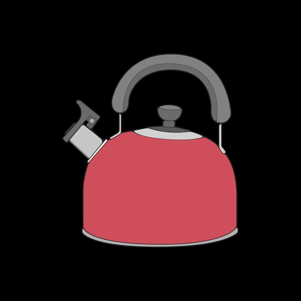 Kettle vector art. Teapot logo. Kettle with handle isolated on black background. Kettle in art style vector icon.