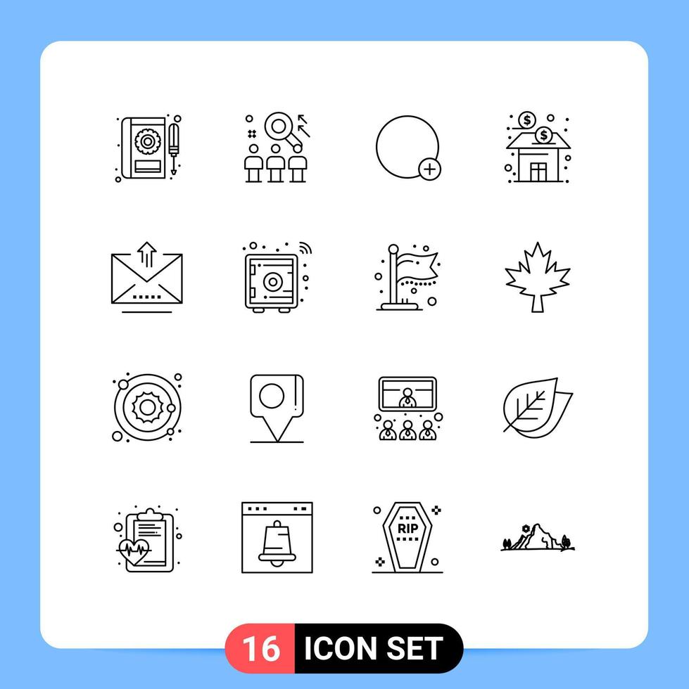 paquete de iconos de vector de stock de 16 signos y símbolos de línea para elementos de diseño de vector editables de signo de banco de usuario de negocio de fondos