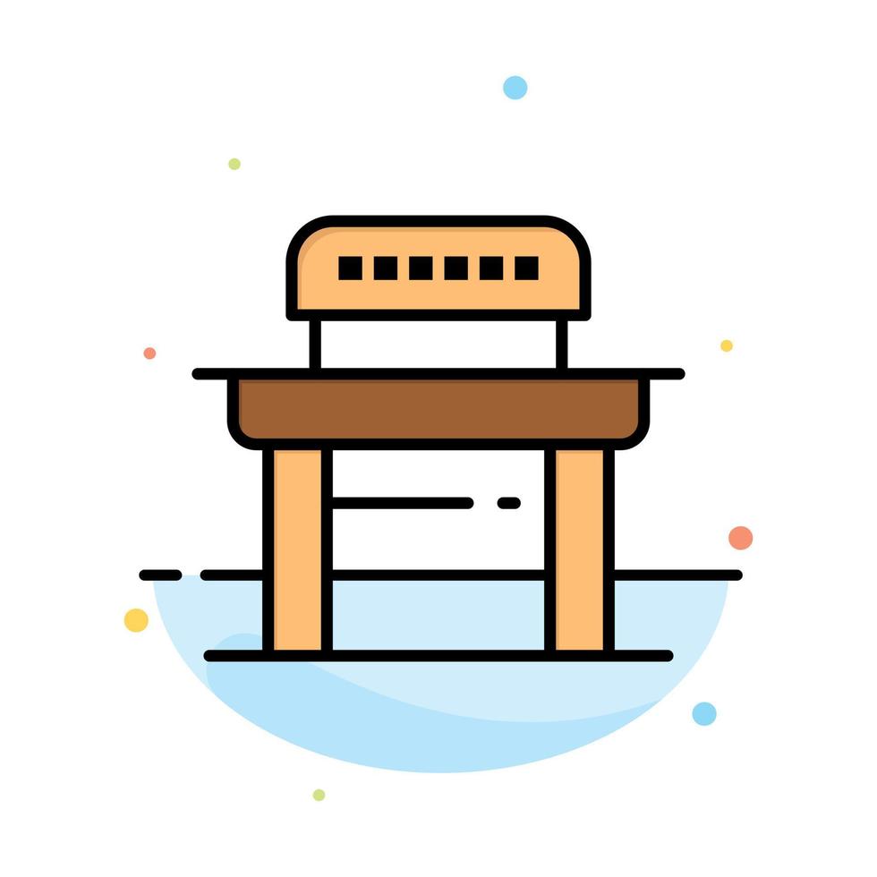 Desk Student Chair School Abstract Flat Color Icon Template vector