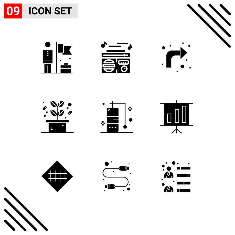9 Universal Solid Glyphs Set for Web and Mobile Applications travel spa arrows plant herb Editable Vector Design Elements