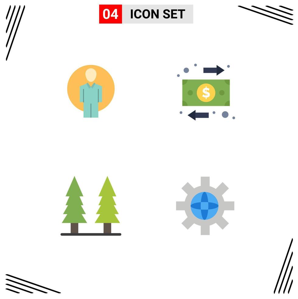 4 Creative Icons Modern Signs and Symbols of user nature image flow tree Editable Vector Design Elements