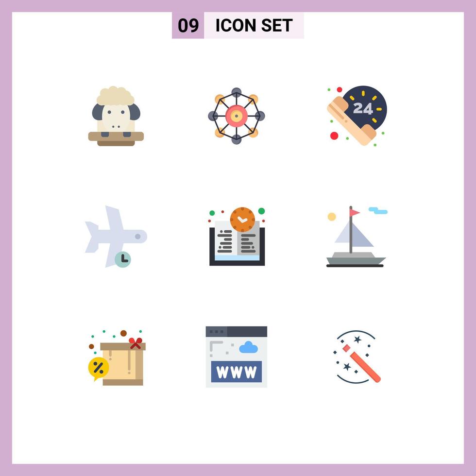 9 Creative Icons Modern Signs and Symbols of education time transportation hours transport flight Editable Vector Design Elements