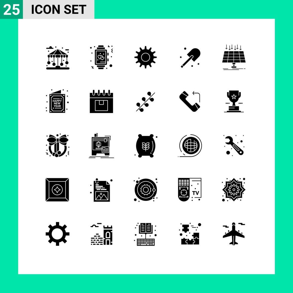 Stock Vector Icon Pack of 25 Line Signs and Symbols for panel spade wedding garden digging Editable Vector Design Elements