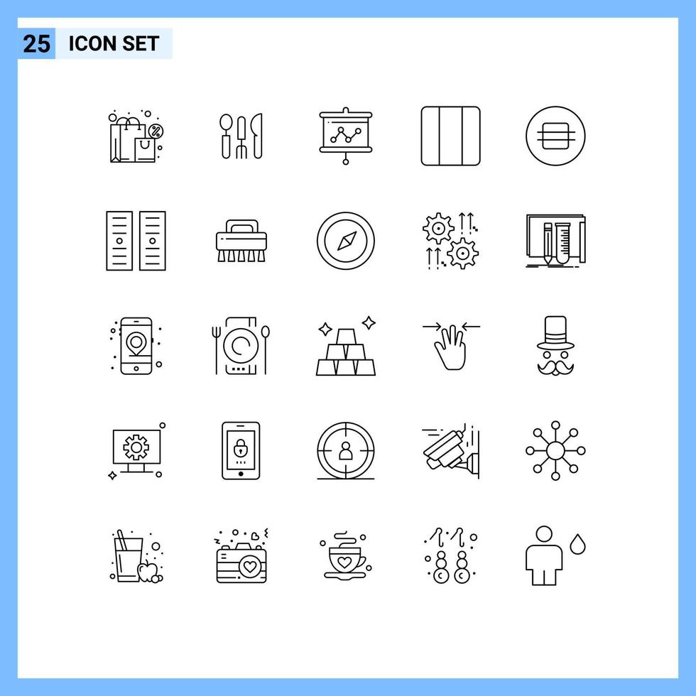 25 Creative Icons Modern Signs and Symbols of eat layout board horizontal distribute Editable Vector Design Elements