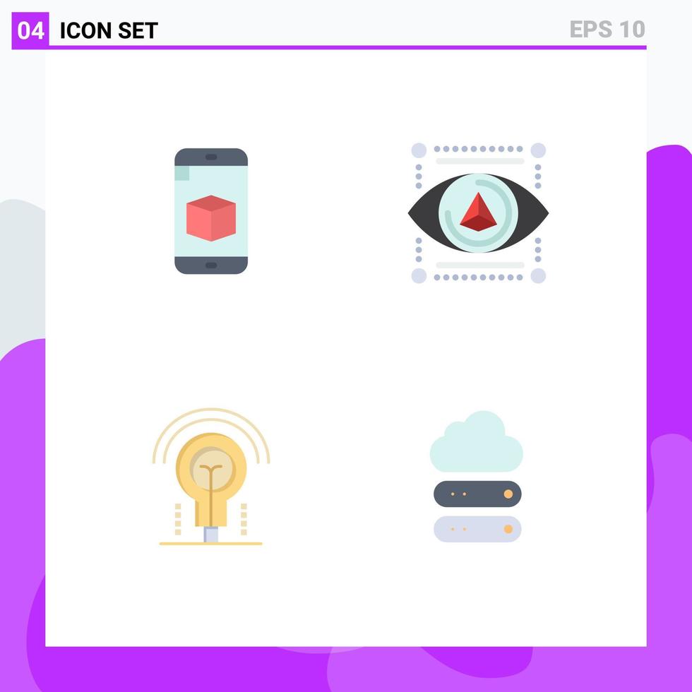 4 Universal Flat Icons Set for Web and Mobile Applications mobile idea technology model hotel Editable Vector Design Elements