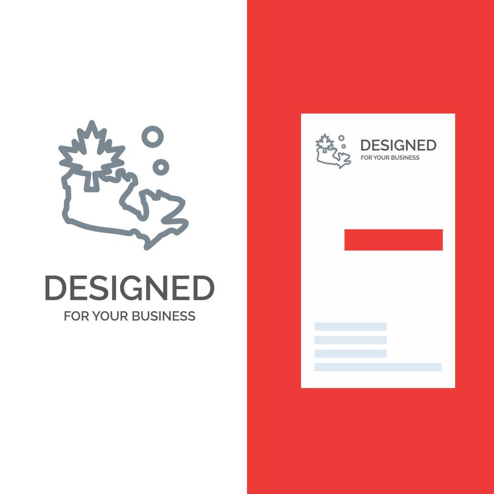 Map Canada Leaf Grey Logo Design and Business Card Template vector