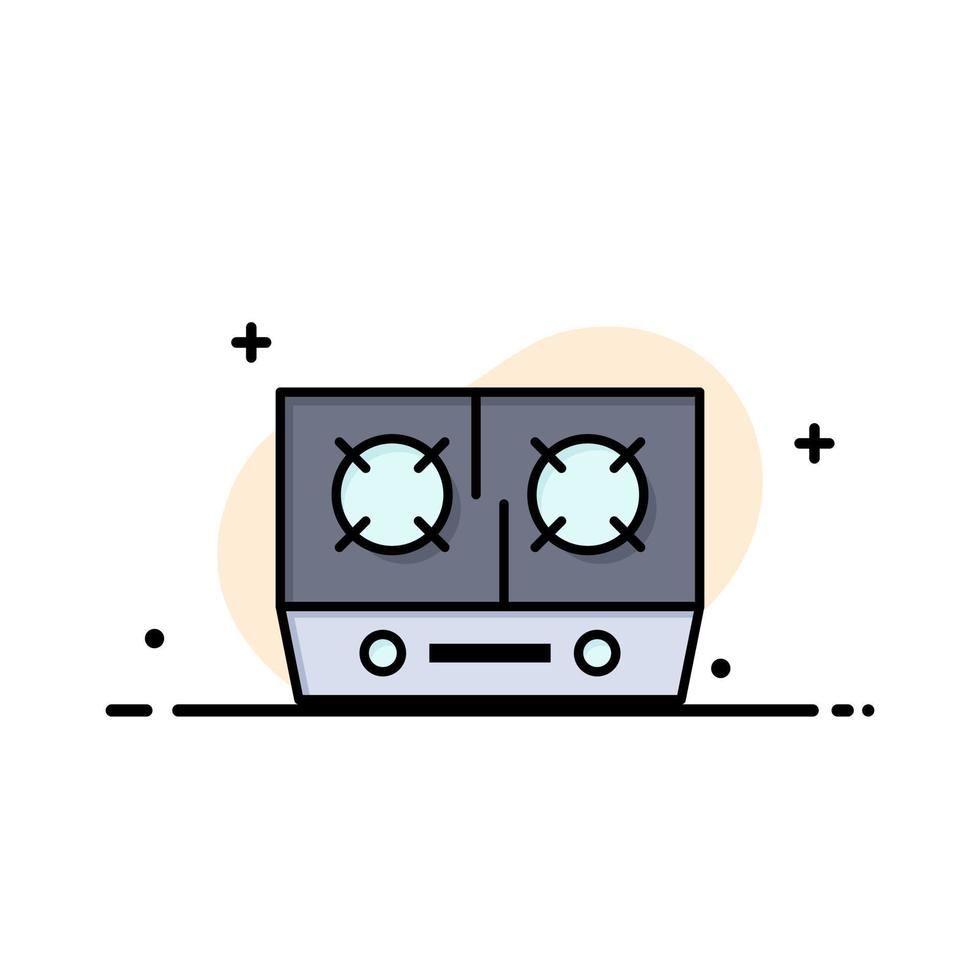 Stove Gas Kitchen Cooking  Business Flat Line Filled Icon Vector Banner Template