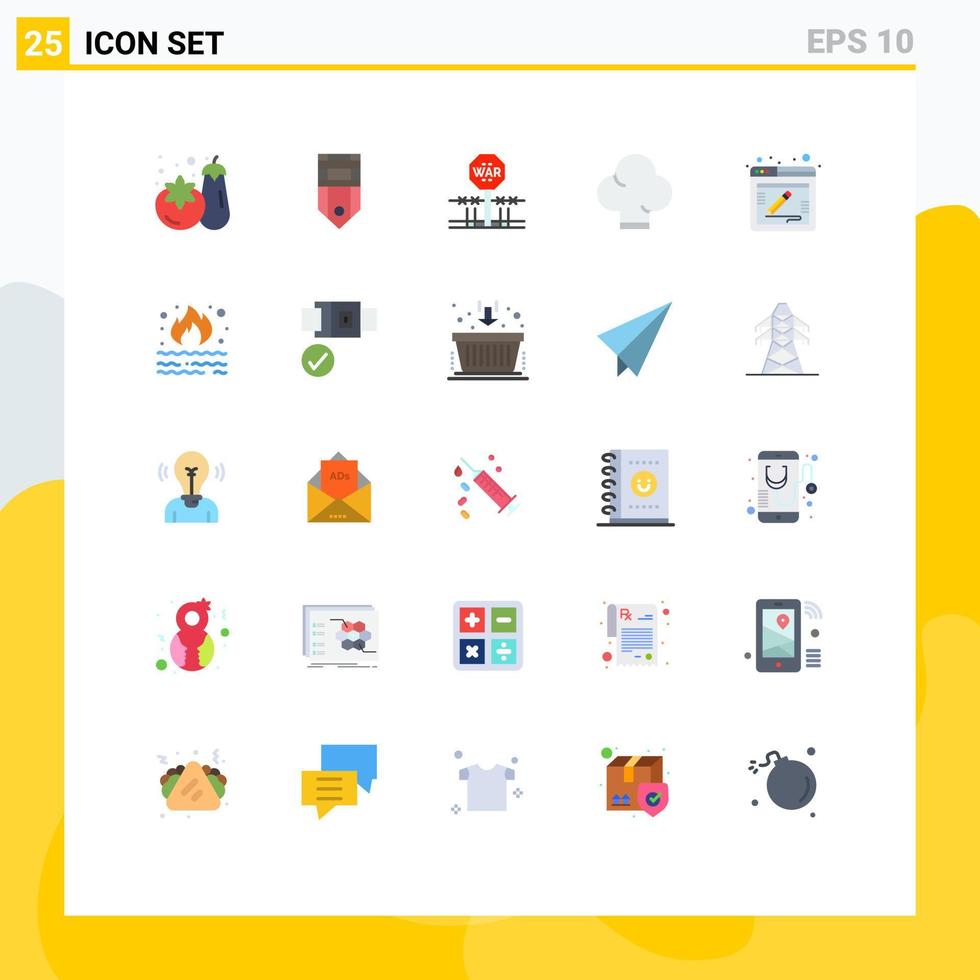 Set of 25 Vector Flat Colors on Grid for comment hat combat food occupy Editable Vector Design Elements