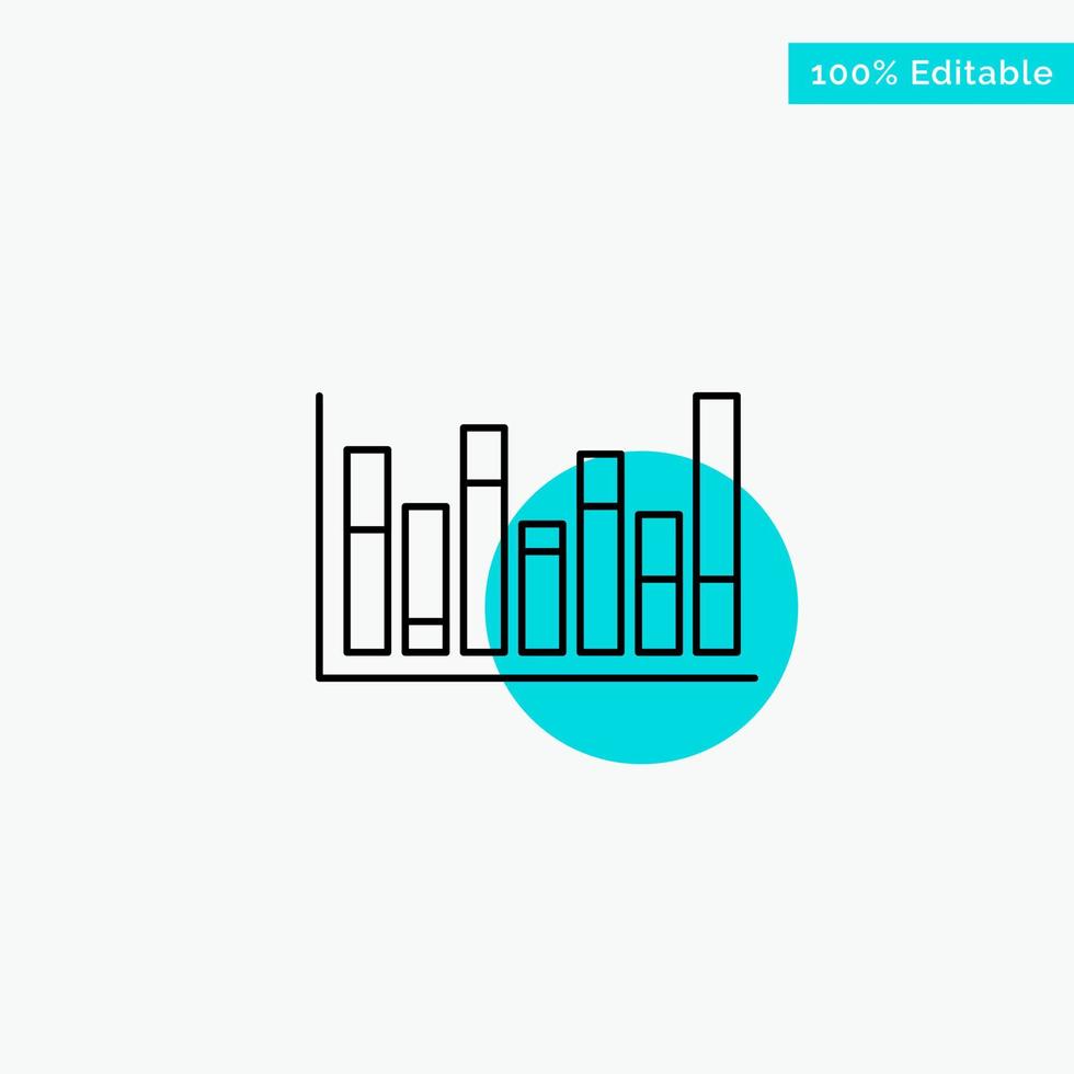 Graph Line Up Down  turquoise highlight circle point Vector icon