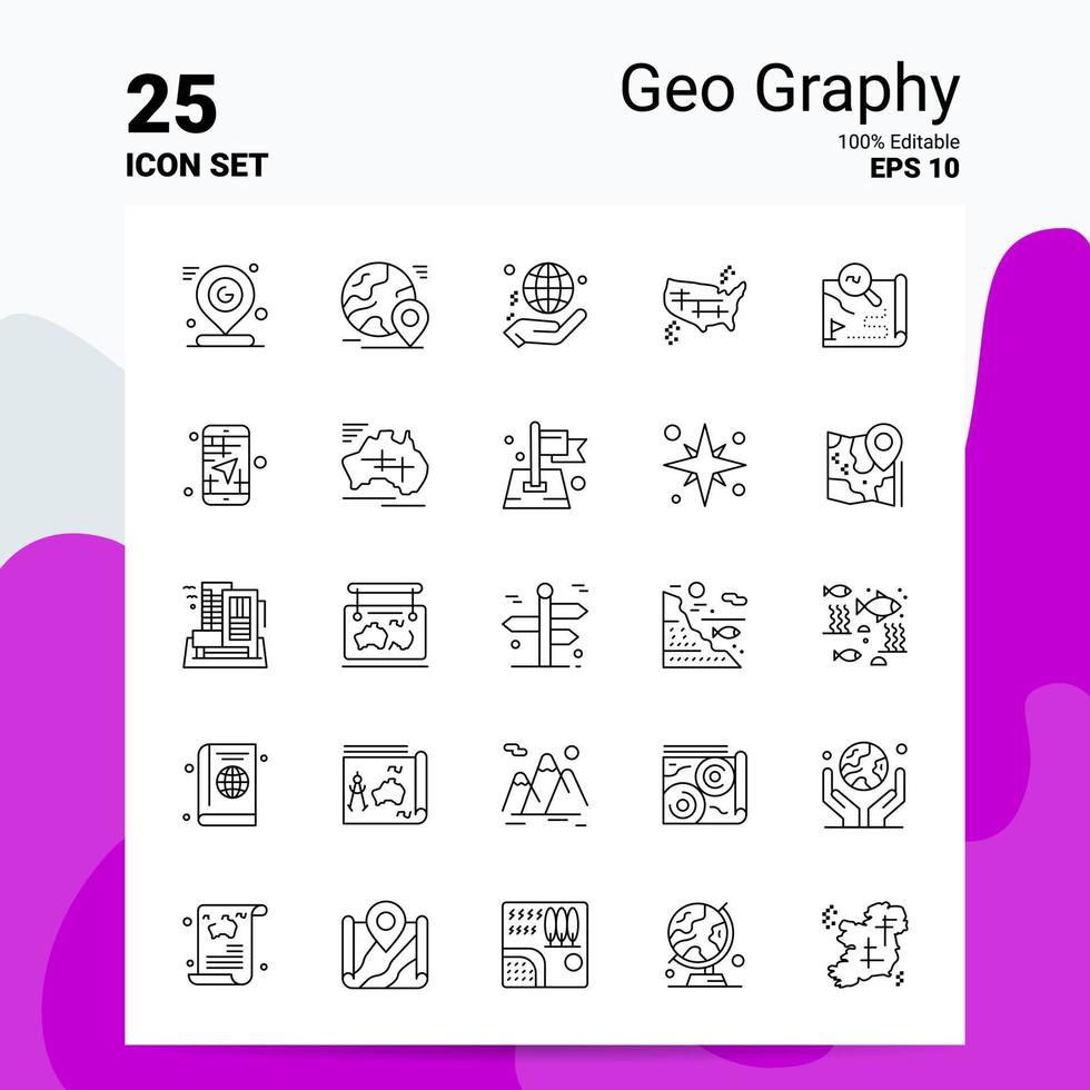 25 conjunto de iconos de geografía 100 archivos editables eps 10 concepto de logotipo de empresa ideas diseño de icono de línea vector