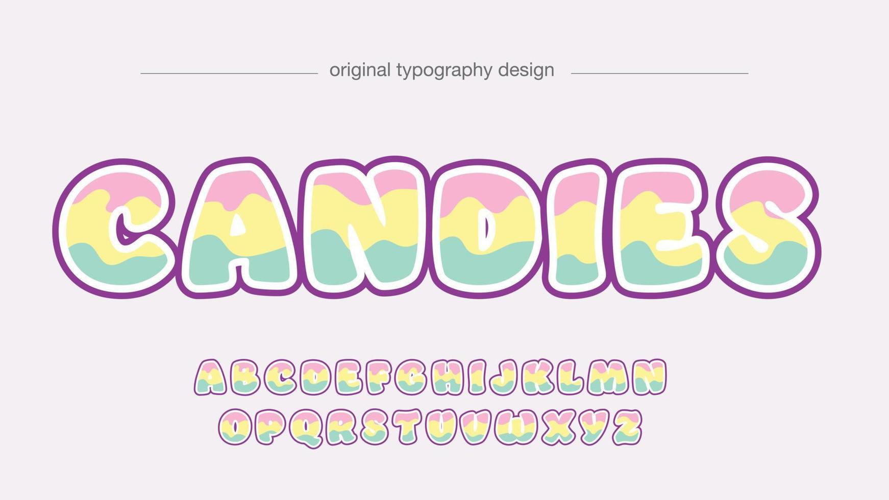 rounded pastel tone colors cartoon text effect vector