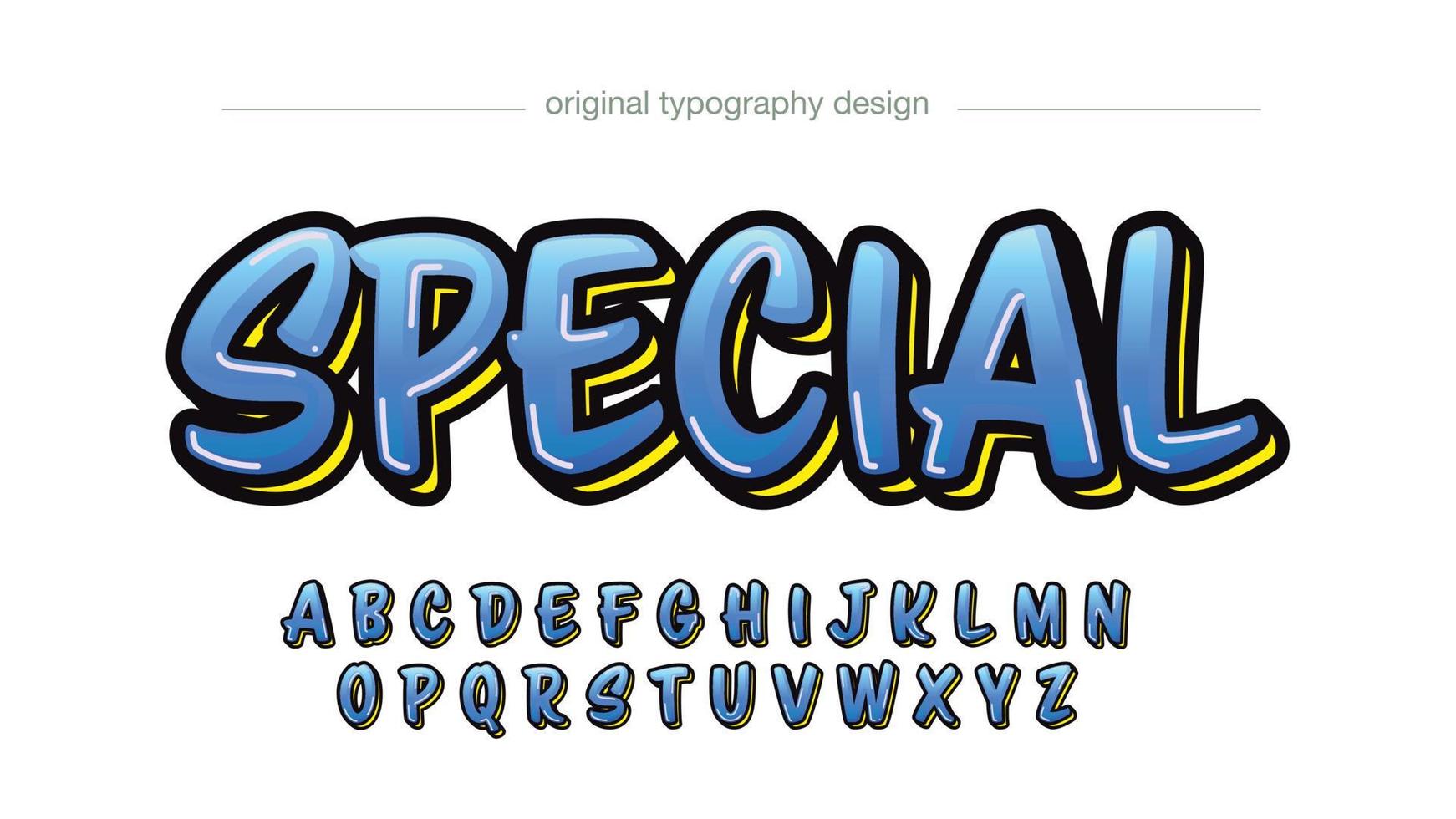 blue and yellow brush graffiti isolated letters vector
